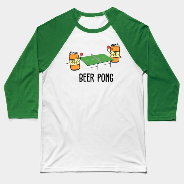 Beer Pong Baseball T-Shirt by toddgoldmanart